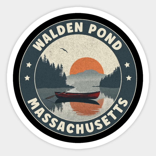 Walden Pond Massachusetts Sunset Sticker by turtlestart